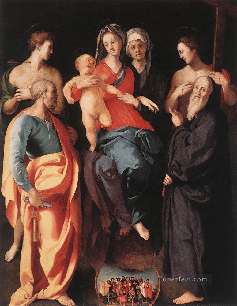 Madonna And Child With St Anne And Other saints portraitist Florentine Mannerism Pontormo Oil Paintings